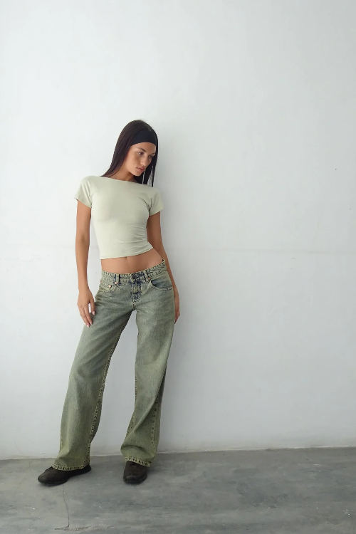 Drune | trendige Low-Rise-Jeans aus Stretch-Denim für Damen