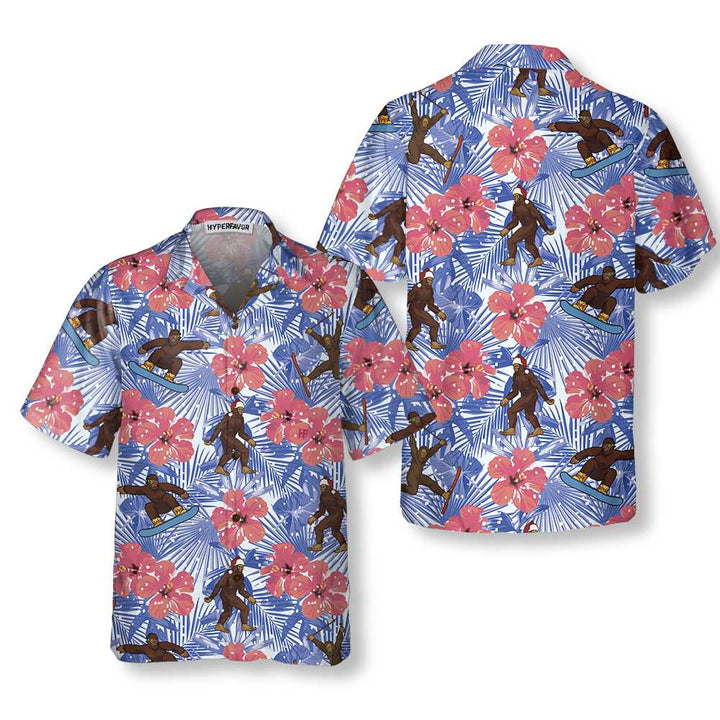 Drune | Tropisches Weihnachten Bigfoot Hawaiian Shirt, Lustiges Weihnachten Bigfoot Shirt, Geschenk Für Weihnachten