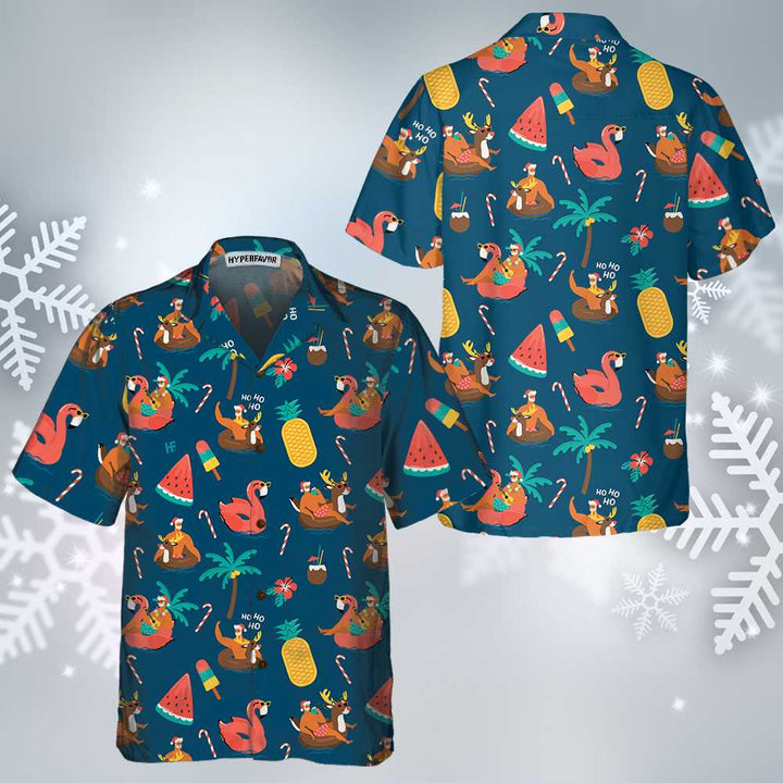 Drune | Tropisches Heißes Weihnachts-Hawaiianhemd, Lustiges Weihnachtshemd, Geschenk Für Weihnachten