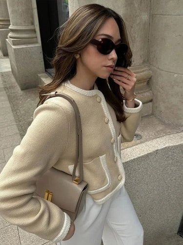 Drune | Jacke Beige Kurz Weste Damenblazer