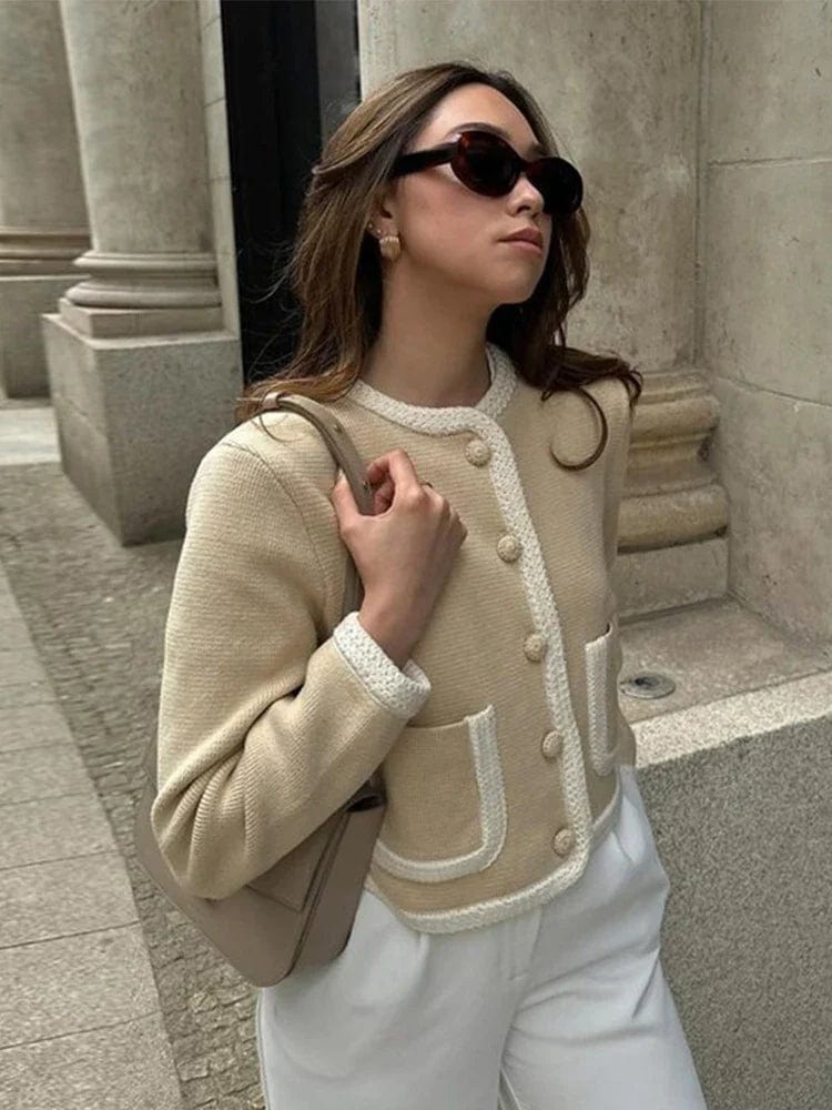 Drune | Jacke Beige Kurz Weste Damenblazer