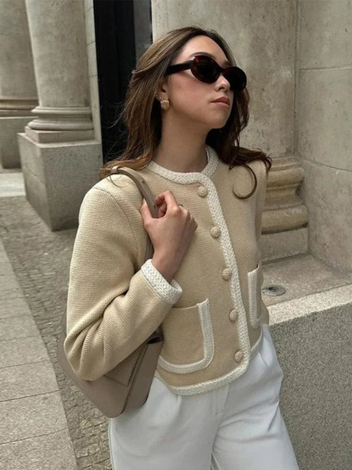 Drune | Jacke Beige Kurz Weste Damenblazer