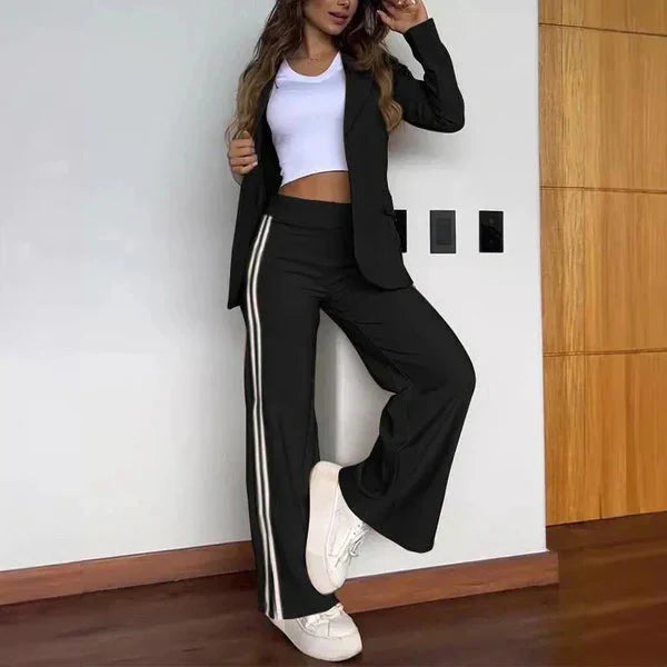 Drune | Teiliges Satz Lässiger Blazer und Hose mit Weitem Bein für Damen