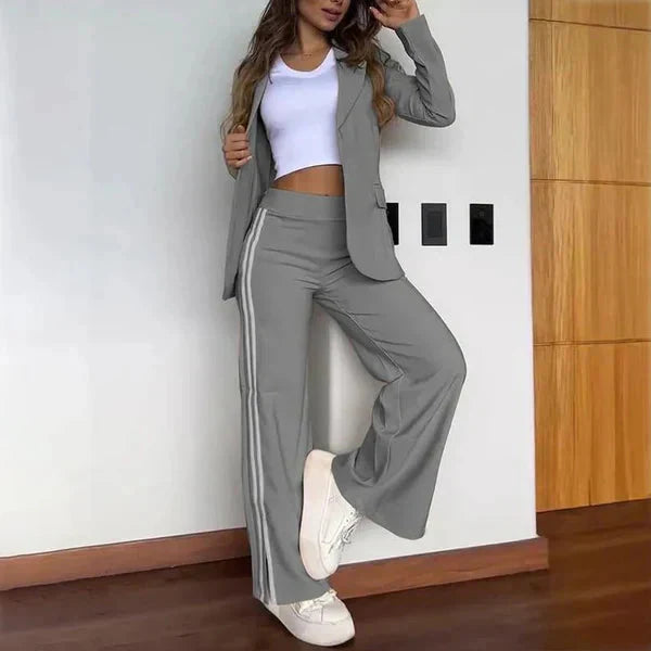Drune | Teiliges Satz Lässiger Blazer und Hose mit Weitem Bein für Damen