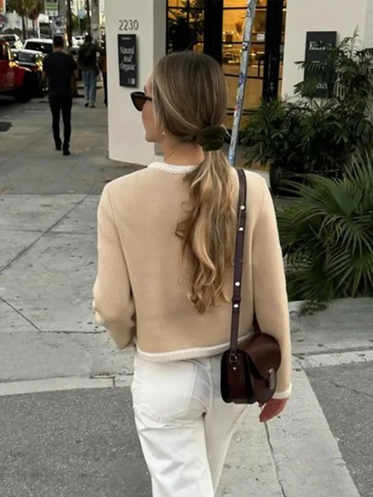 Drune | Einreihig Beige Tweed Blazer Damenjacken