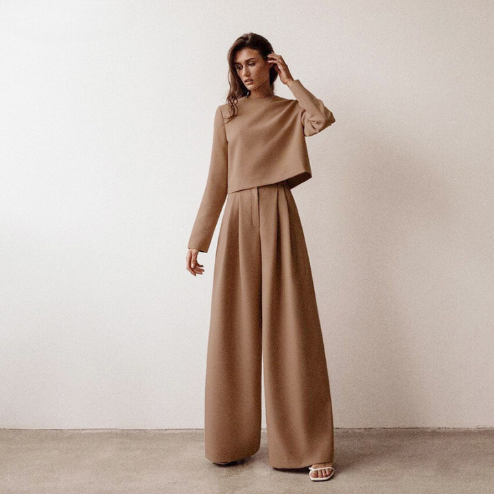 Drune | Elegante Damen Zweiteilige Set Mit Weit Geschnittene Hose