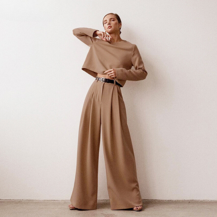 Drune | Elegante Damen Zweiteilige Set Mit Weit Geschnittene Hose