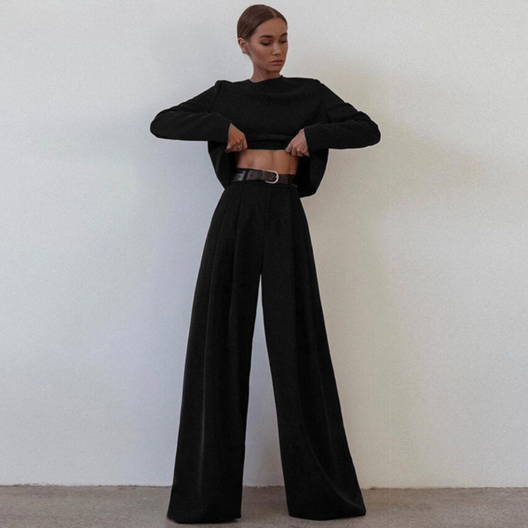 Drune | Elegante Damen Zweiteilige Set Mit Weit Geschnittene Hose