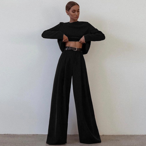 Drune | Elegante Damen Zweiteilige Set Mit Weit Geschnittene Hose