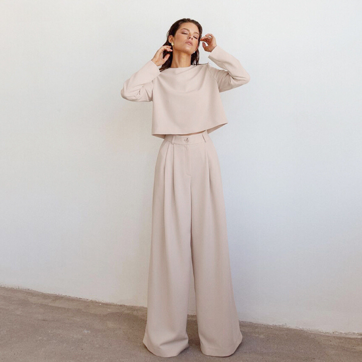 Drune | Elegante Damen Zweiteilige Set Mit Weit Geschnittene Hose
