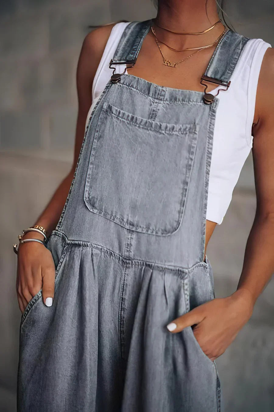Drune | Armelloser Trendiger Denim-Overall für Damen