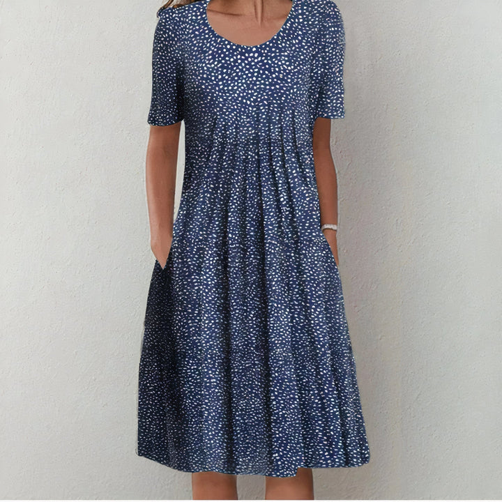 Sommerkleid mit Rundhalsausschnitt und Blumenmuster für Damen
