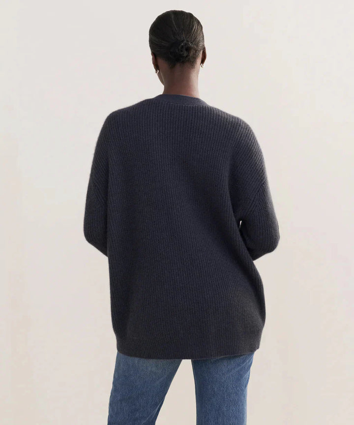 Drune | Übergroße Strickjacke Damen Strickjacke aus Kaschmir mit V Ausschnitt und Knöpfen