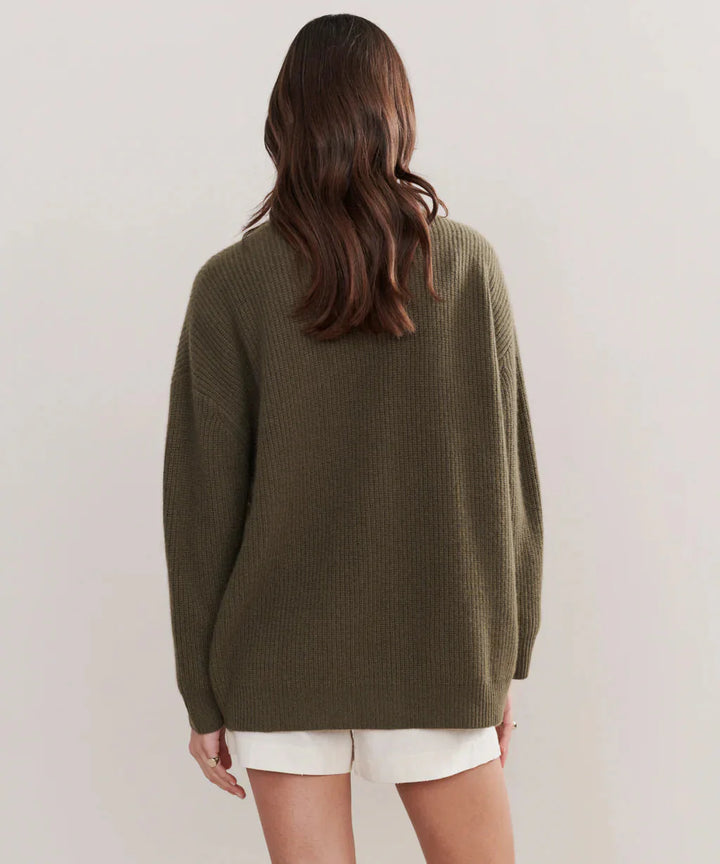 Drune | Übergroße Strickjacke Damen Strickjacke aus Kaschmir mit V Ausschnitt und Knöpfen