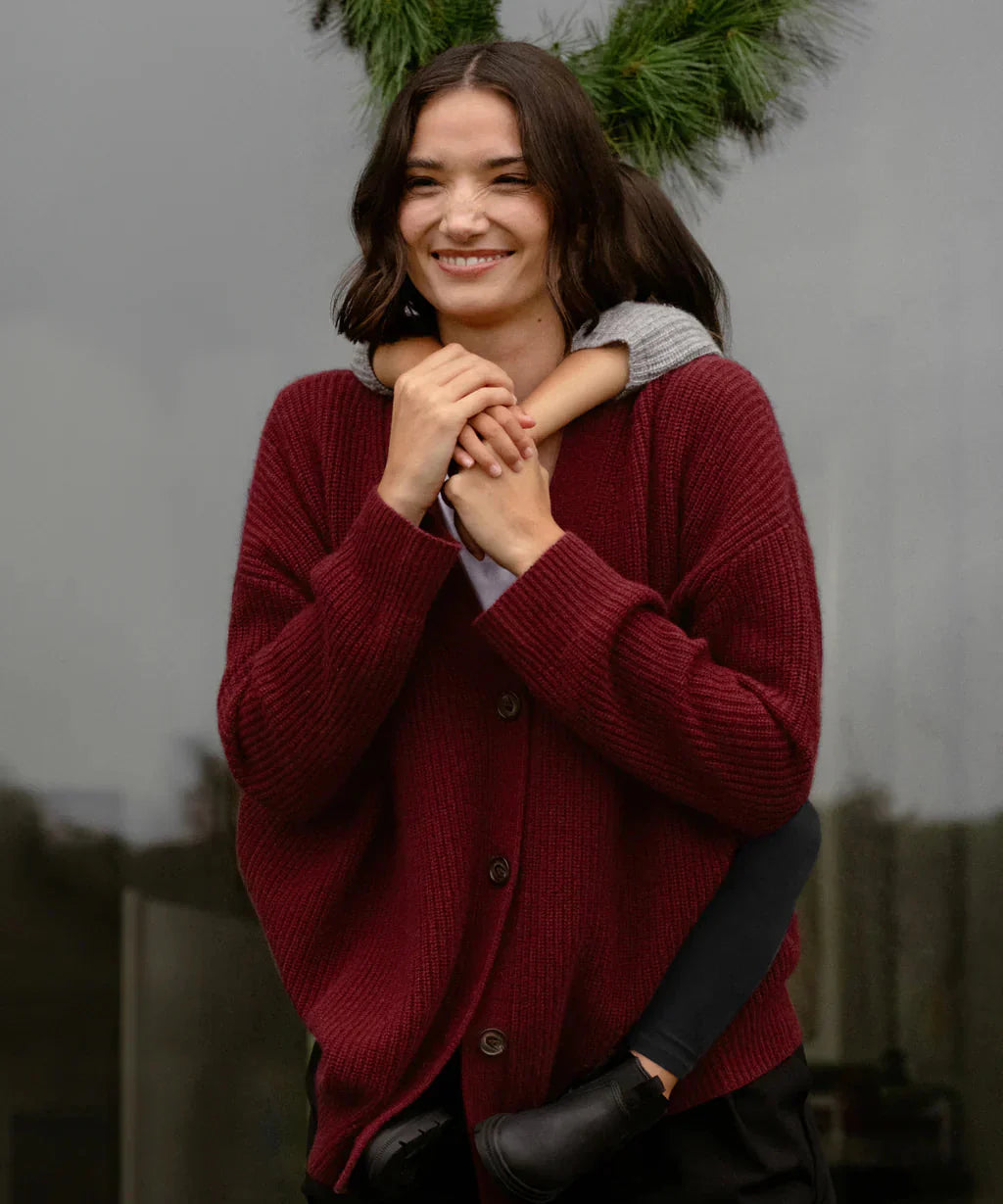 Drune | Übergroße Strickjacke Damen Strickjacke aus Kaschmir mit V Ausschnitt und Knöpfen
