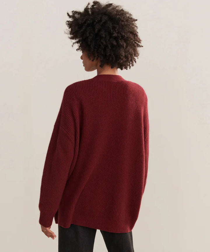 Drune | Übergroße Strickjacke Damen Strickjacke aus Kaschmir mit V Ausschnitt und Knöpfen