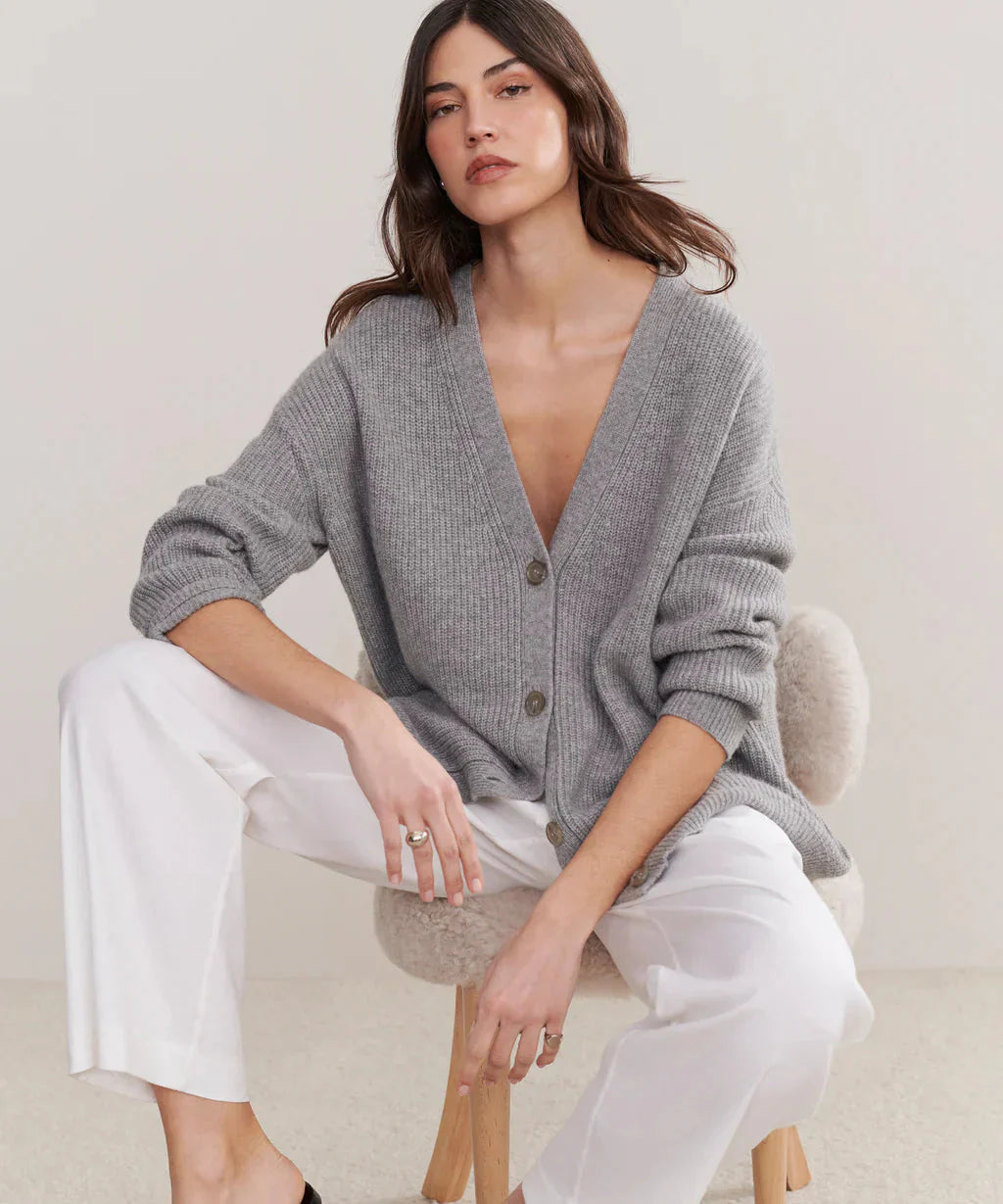 Drune | Übergroße Strickjacke Damen Strickjacke aus Kaschmir mit V Ausschnitt und Knöpfen