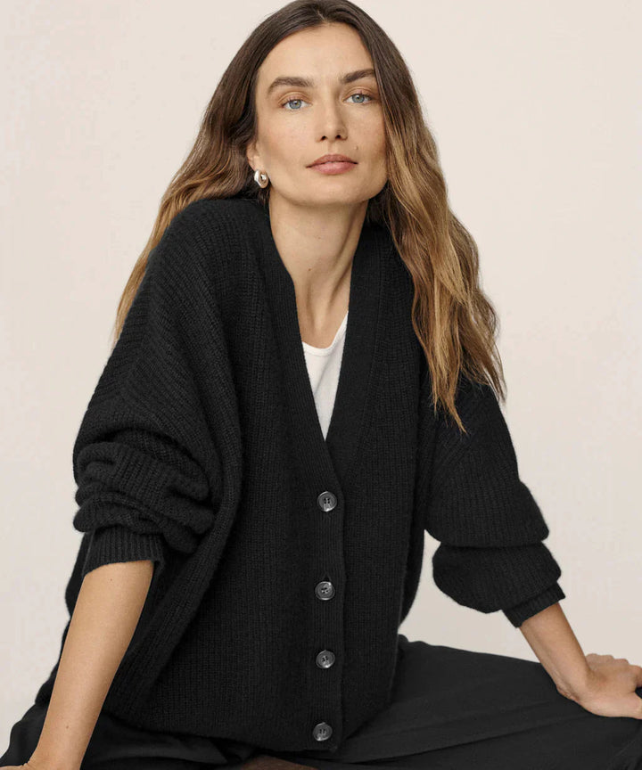 Drune | Übergroße Strickjacke Damen Strickjacke aus Kaschmir mit V Ausschnitt und Knöpfen