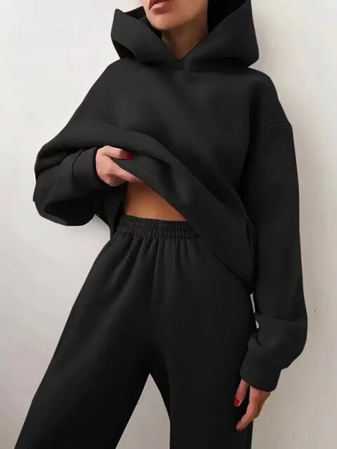 Drune | Übergroßer Trainingsanzug Hoodie Set für Damen