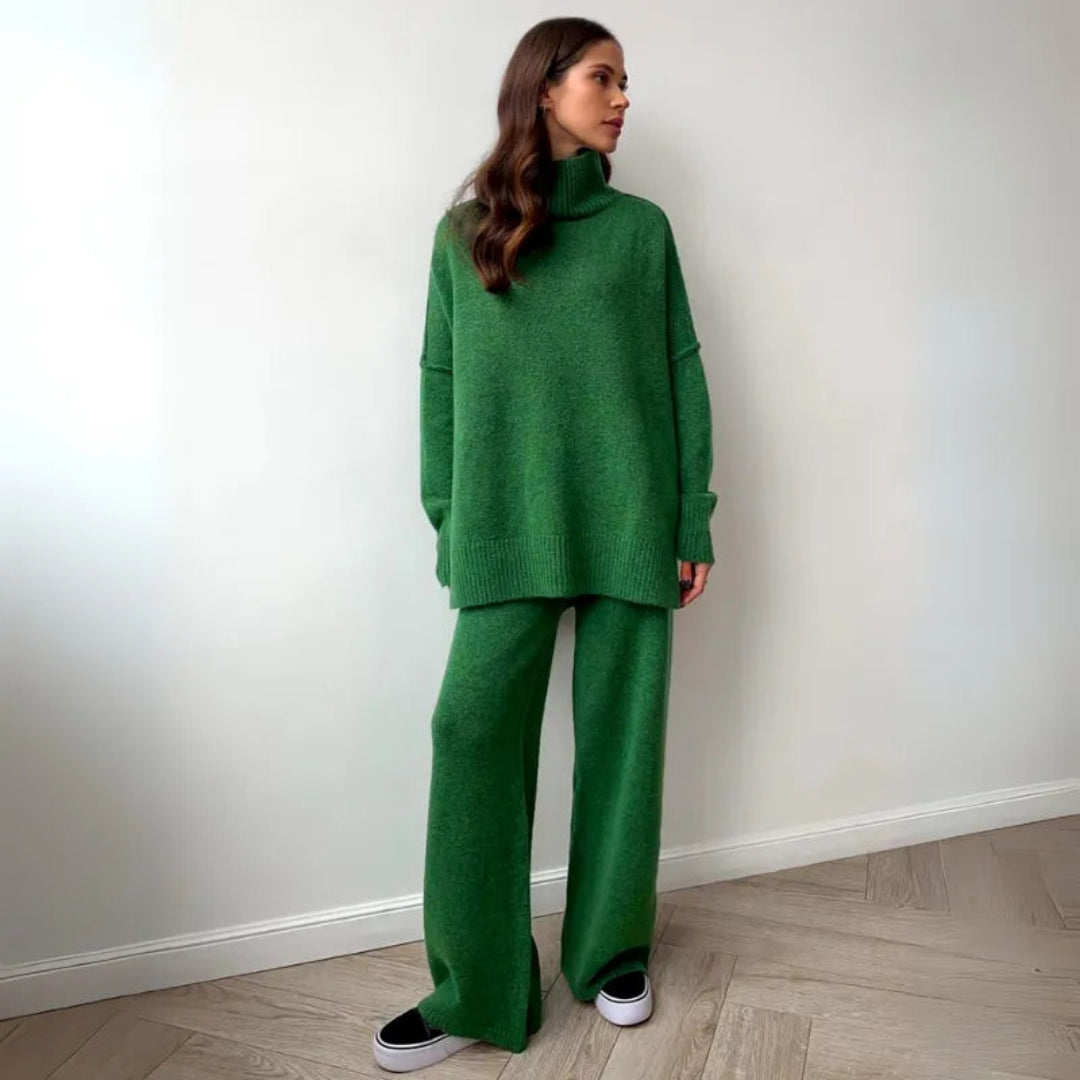 Drune | Übergroßes Loungewear Set mit Rollkragenpullover und Weitbeinhosen