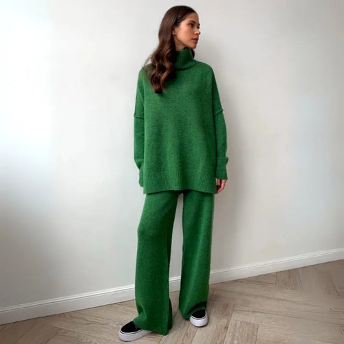 Drune | Übergroßes Loungewear Set mit Rollkragenpullover und Weitbeinhosen