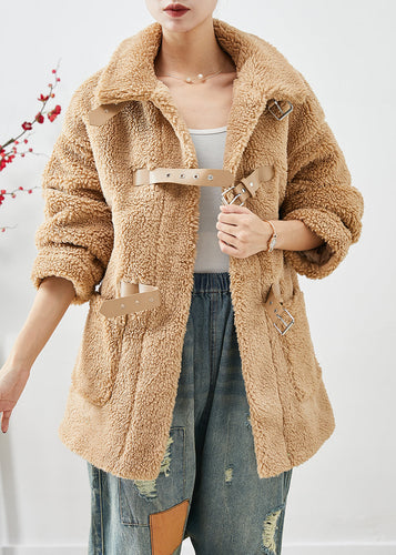 Drune | Khaki Peter Pan Kragen Taschen Kunstfell Teddy Mäntel Winter