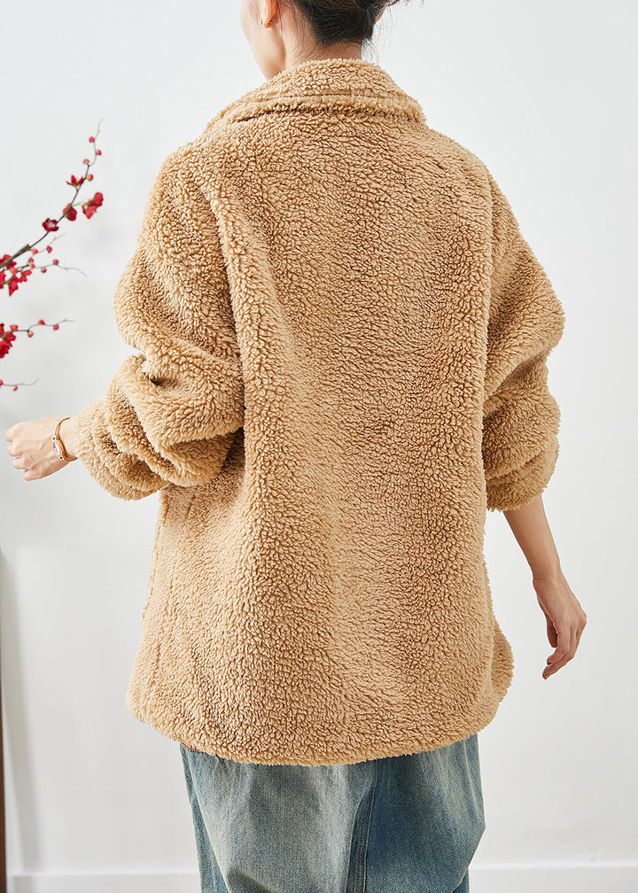 Drune | Khaki Peter Pan Kragen Taschen Kunstfell Teddy Mäntel Winter