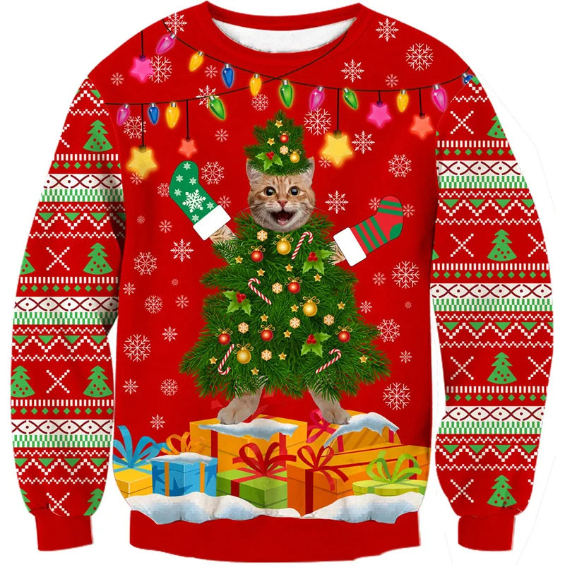 Drune | Unisex Sweatshirt - Bequemes 3D Katze & Hund Design für Tierliebhaber