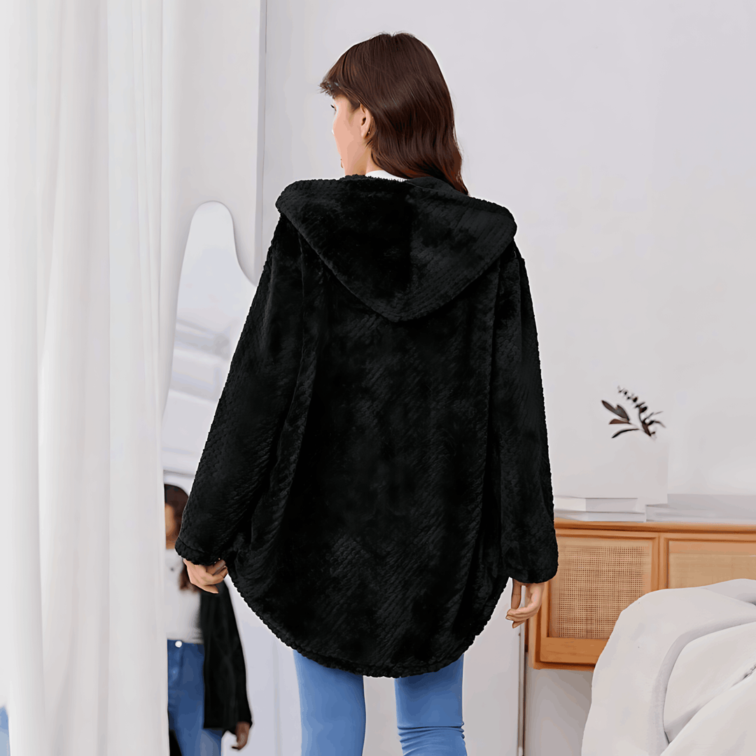 Drune | Fleece Strickjacke mit Kapuze