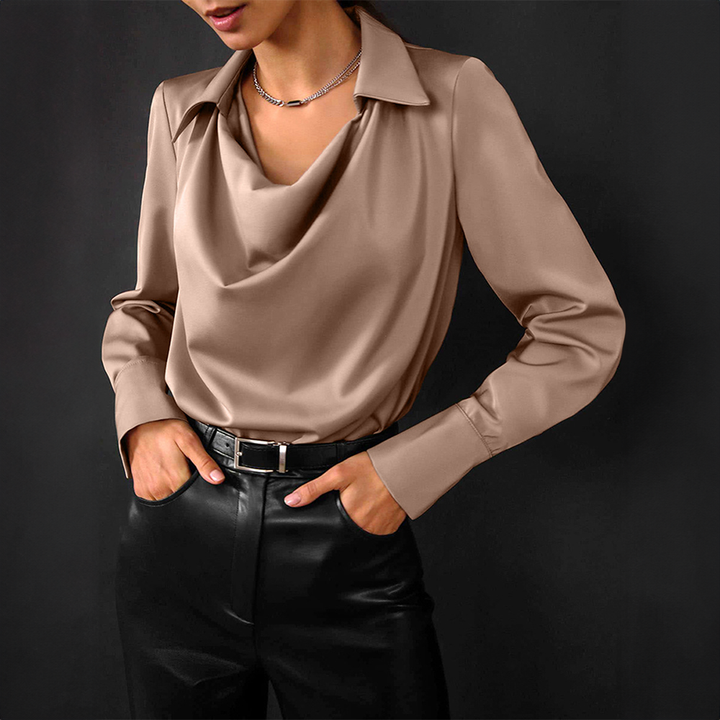 Drune | Luxe Satin Bluse Mit V-ausschnitt Zeitlose Eleganz & Mühelos Stilvoll