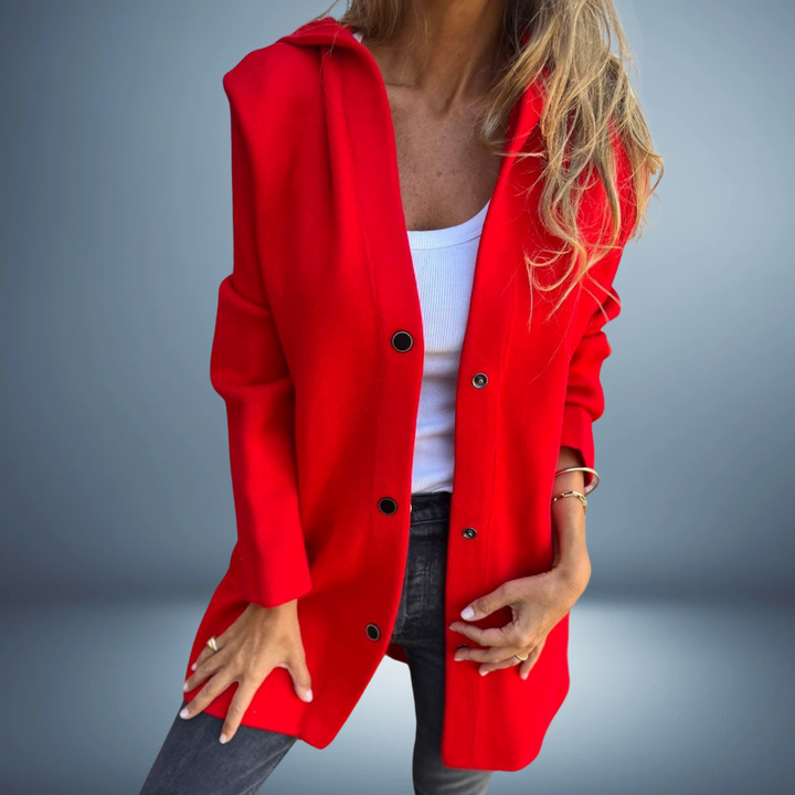 Drune | Damen Strick Blazer - Mit Knöpfen & Kapuze