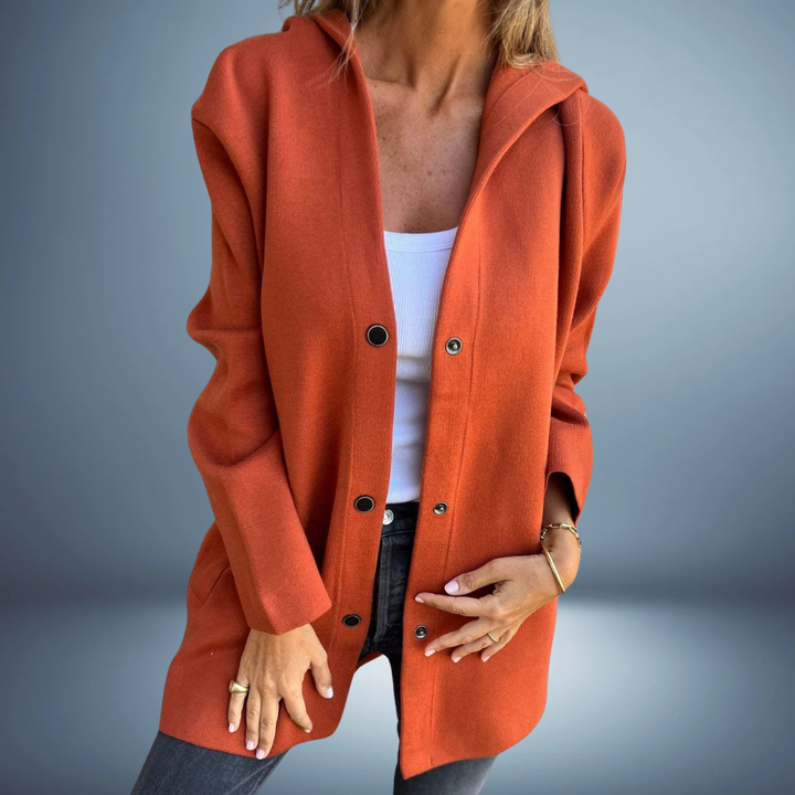 Drune | Damen Strick Blazer - Mit Knöpfen & Kapuze