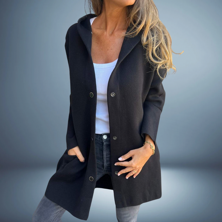 Drune | Damen Strick Blazer - Mit Knöpfen & Kapuze