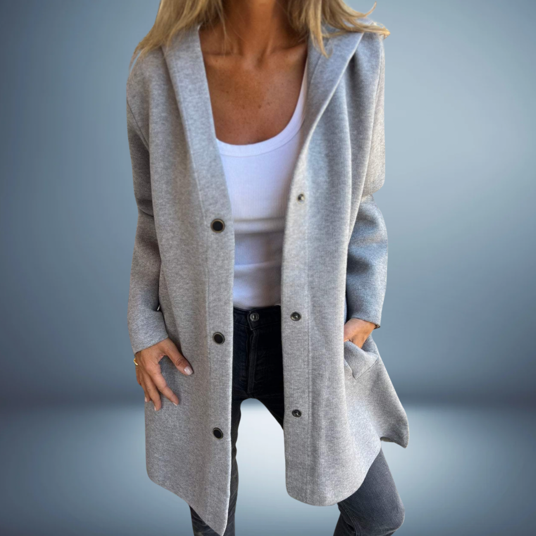 Drune | Damen Strick Blazer - Mit Knöpfen & Kapuze