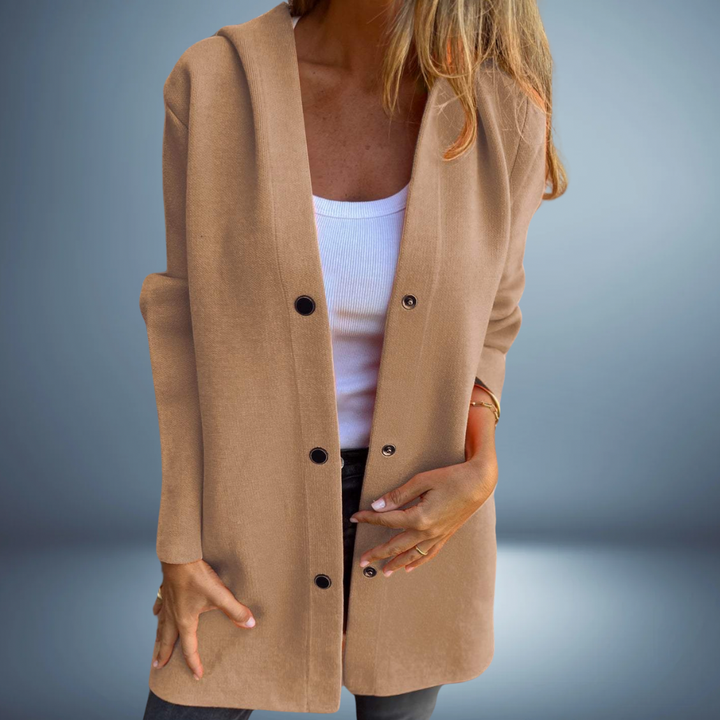Drune | Damen Strick Blazer - Mit Knöpfen & Kapuze
