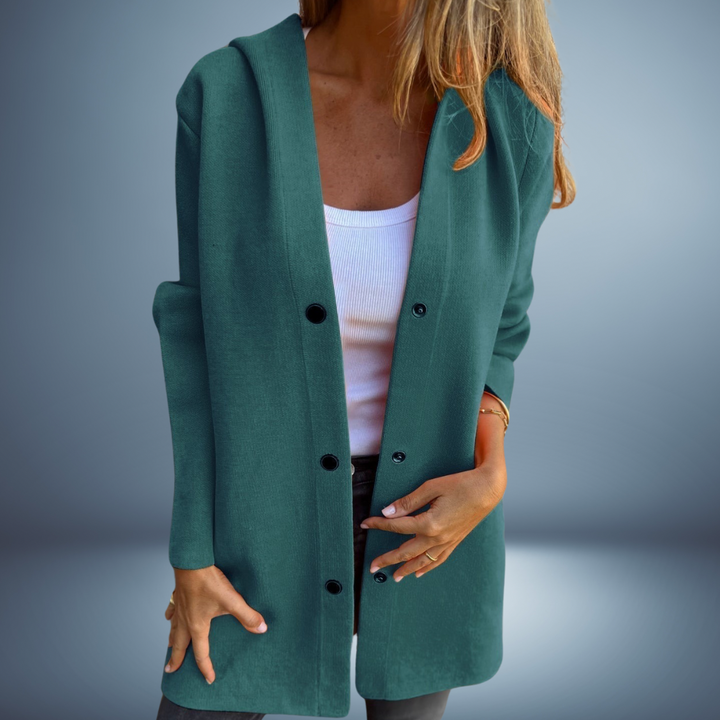 Drune | Damen Strick Blazer - Mit Knöpfen & Kapuze