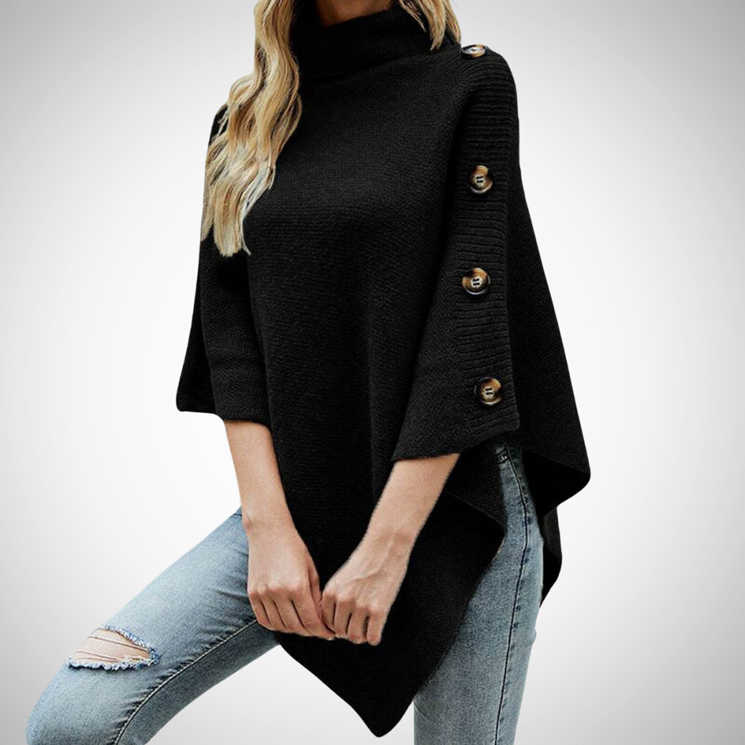 Drune | Knopf Detail Strick Poncho