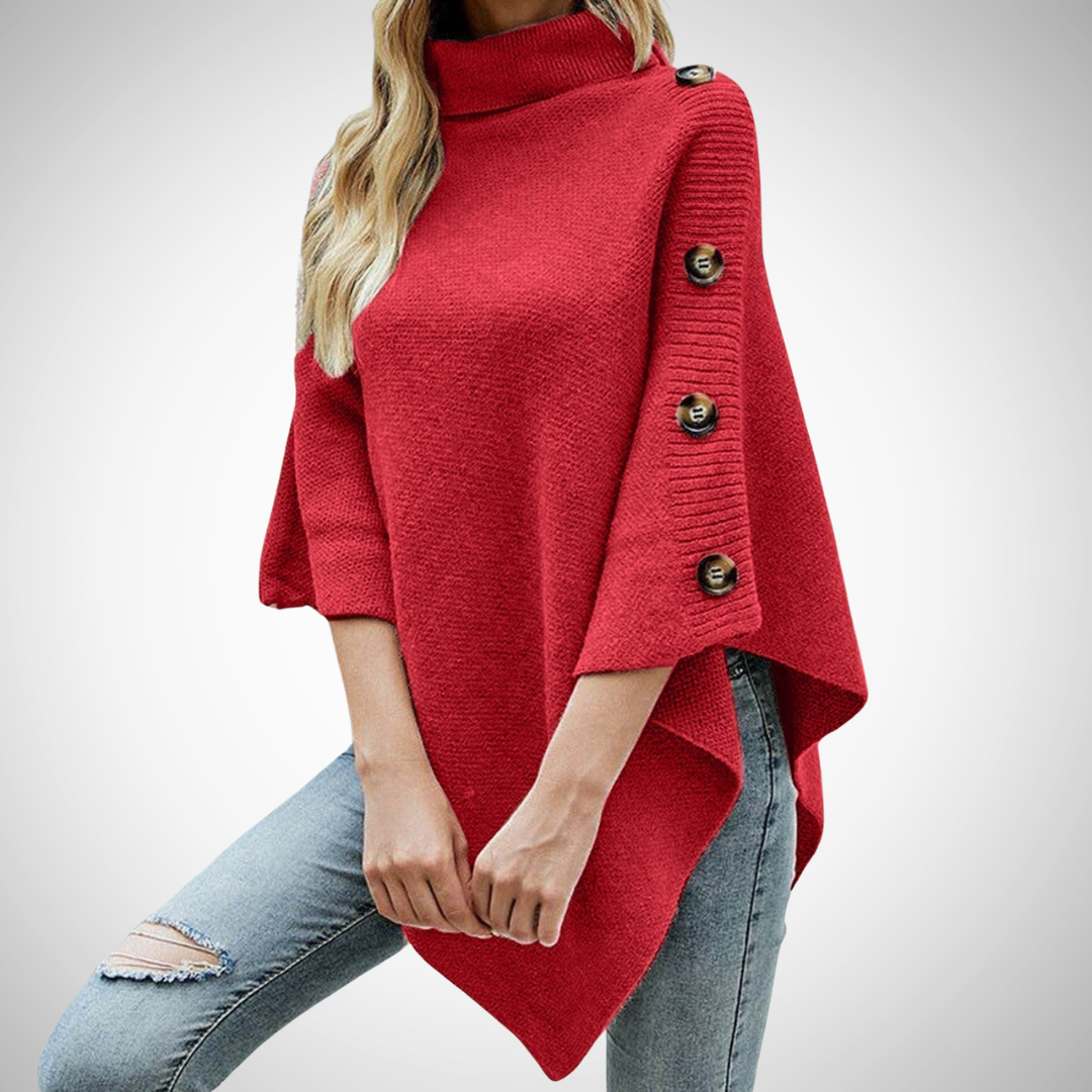Drune | Knopf Detail Strick Poncho