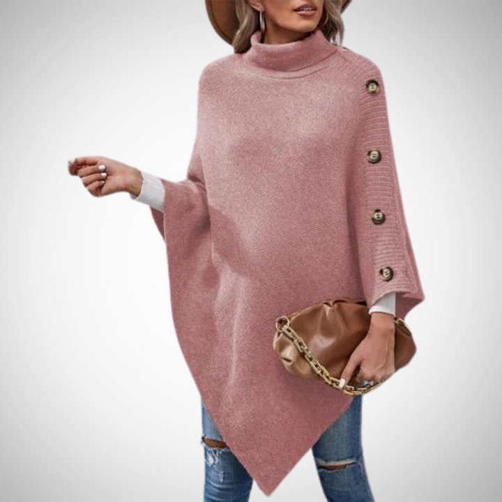 Drune | Knopf Detail Strick Poncho