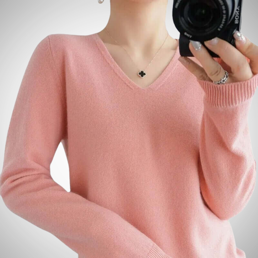 Drune | Lässiger V-Ausschnitt Pullover mit Feinem Strick