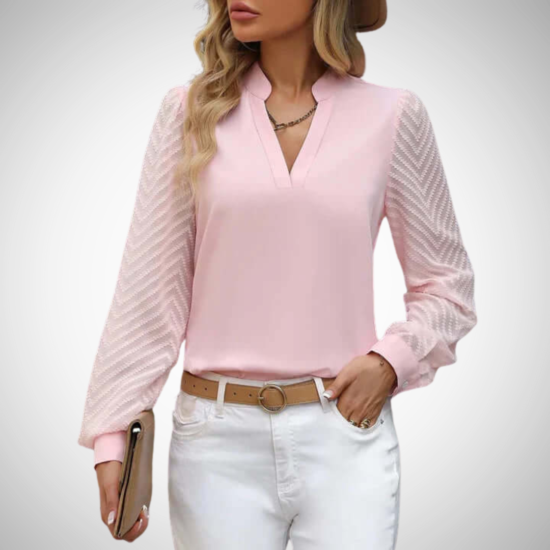 Drune | V-Ausschnitt Chiffon Top