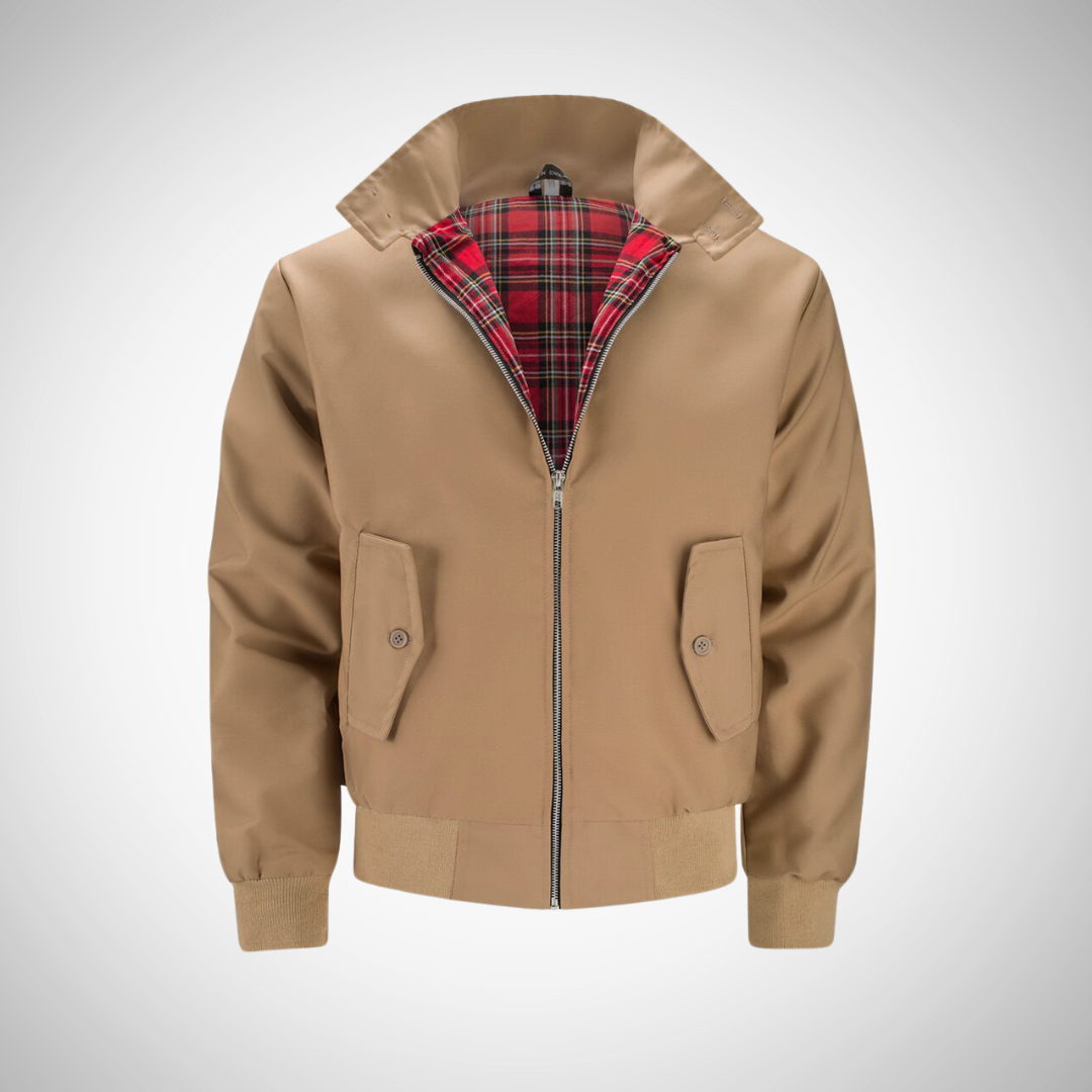 Drune | Herren Zip-Up Bomberjacke - Karo-Futter