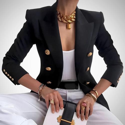 Drune | Luxus Damen Doppelreiher Blazer Mit Goldenen Knöpfen Büro Chic
