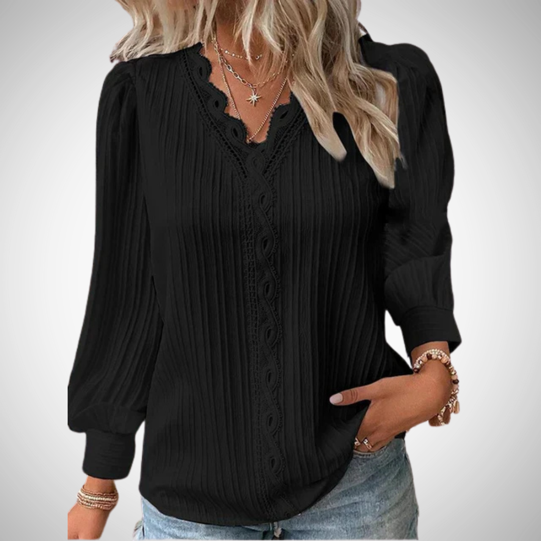 Drune | Spitze Faltbluse
