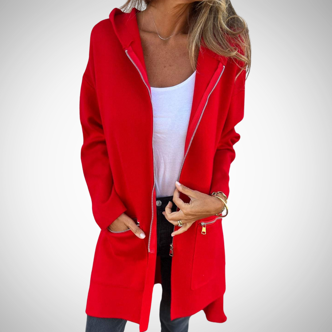 Drune | Langer Kapuzen Strickjacke