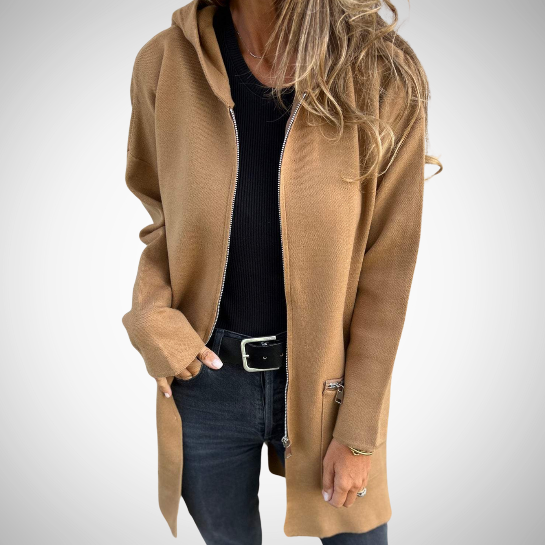 Drune | Langer Kapuzen Strickjacke