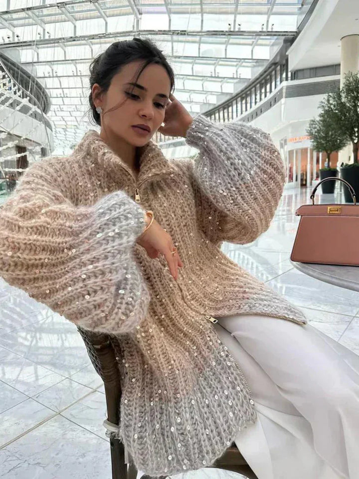 Drune | glitzernde seidenstrickjacke