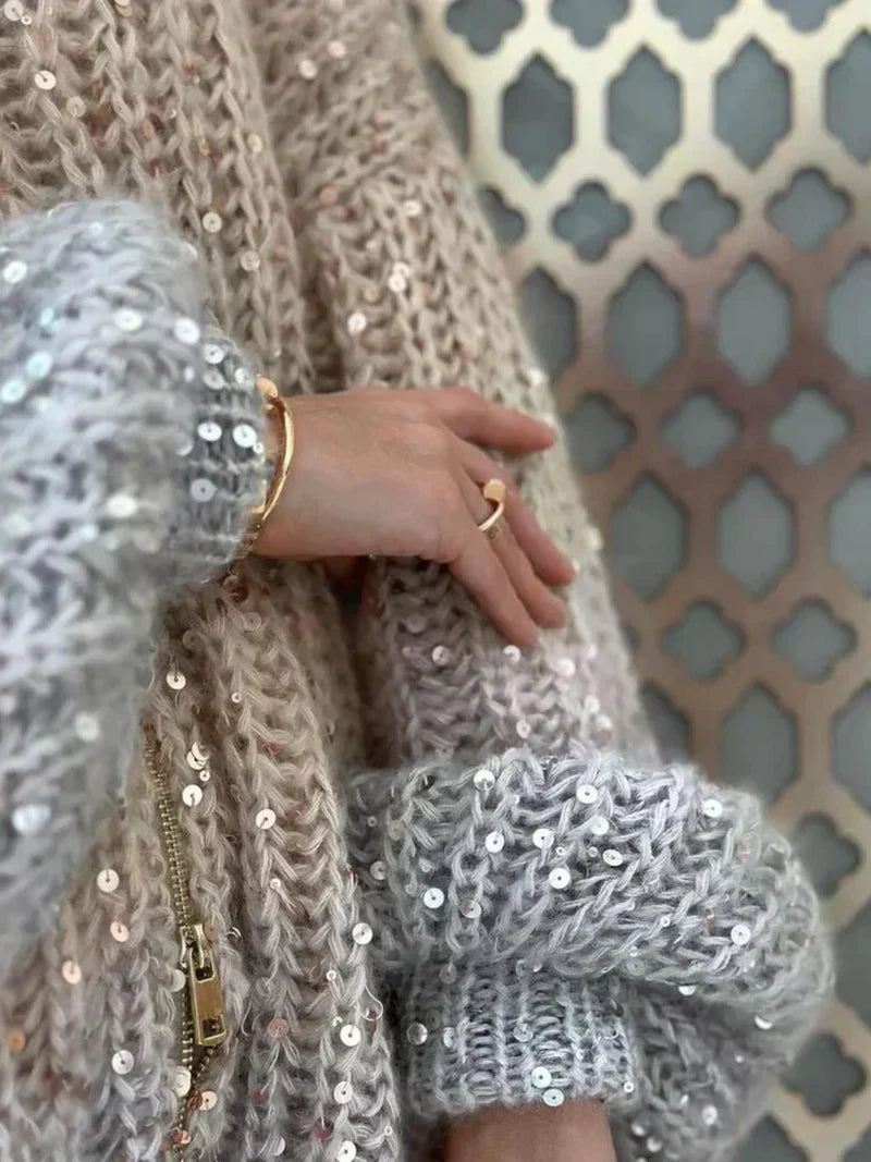 Drune | glitzernde seidenstrickjacke