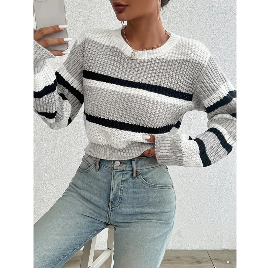 Drune | Bequemer Pullover für Damen mit Streifen und langen Ärmeln