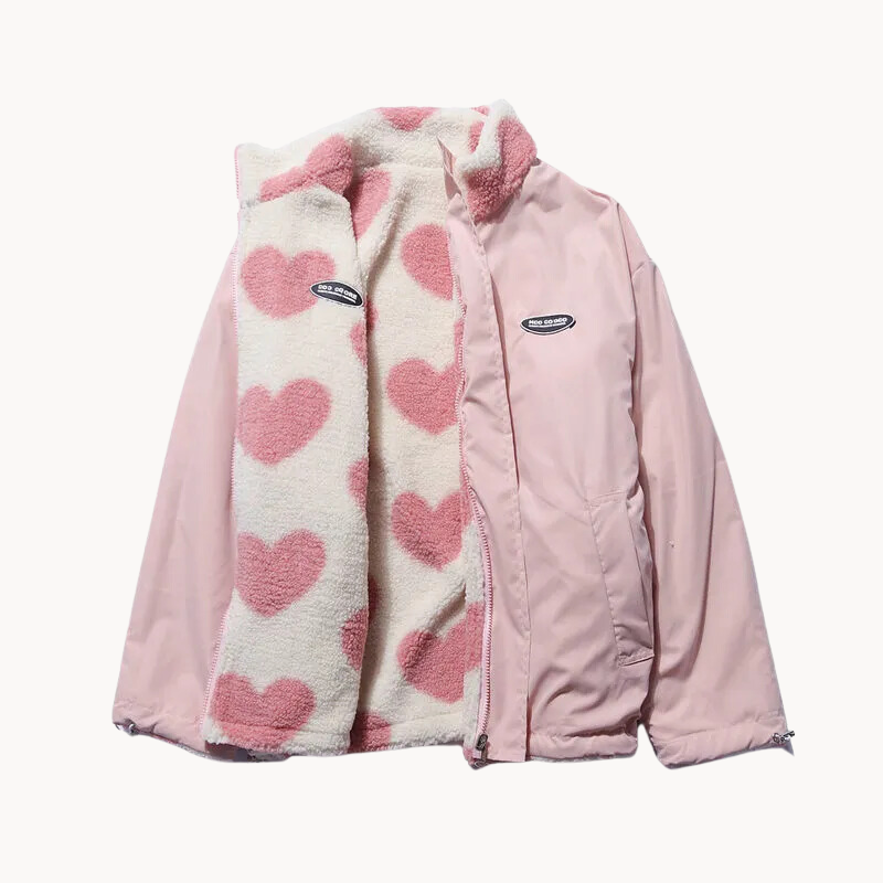 Drune | Romantische Damenjacke mit doppelseitigem Herzmuster